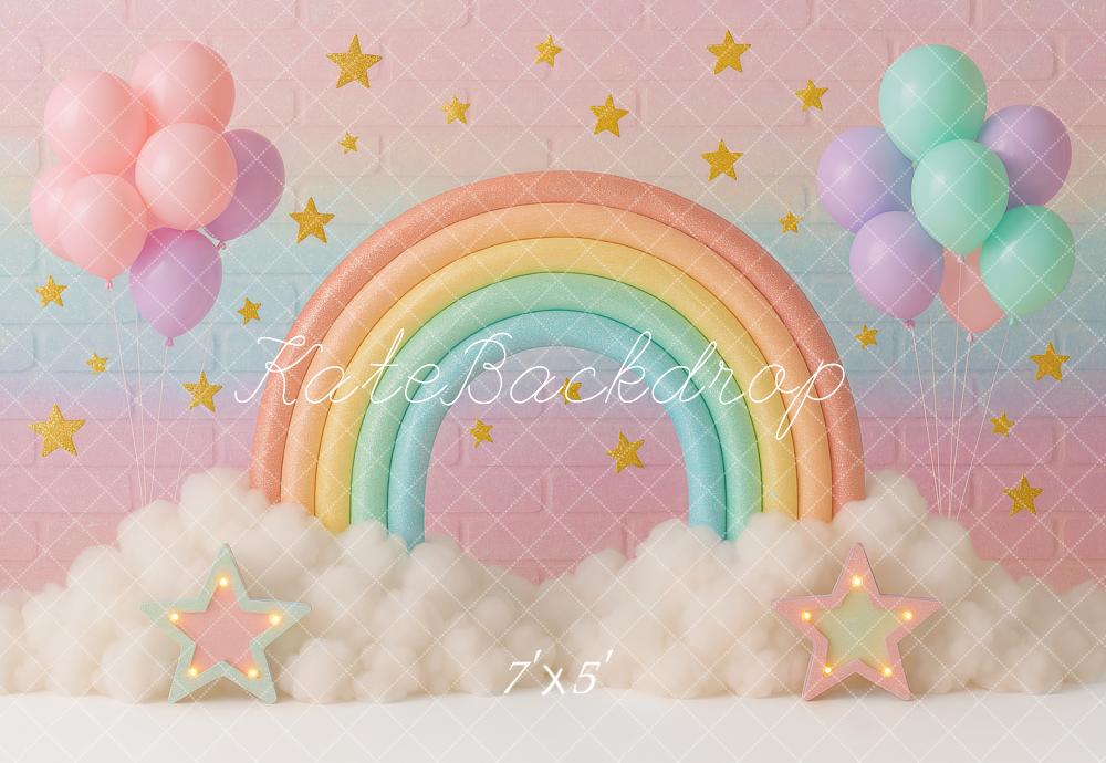 Kate Rainbow Cloud Balloon Backdrop Designed by Ashley Paul - Kate Backdrop AU