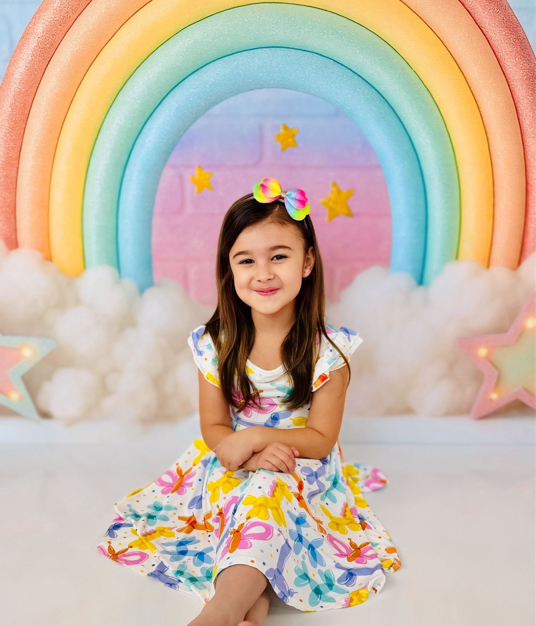 Kate Rainbow Cloud Balloon Backdrop Designed by Ashley Paul - Kate Backdrop AU