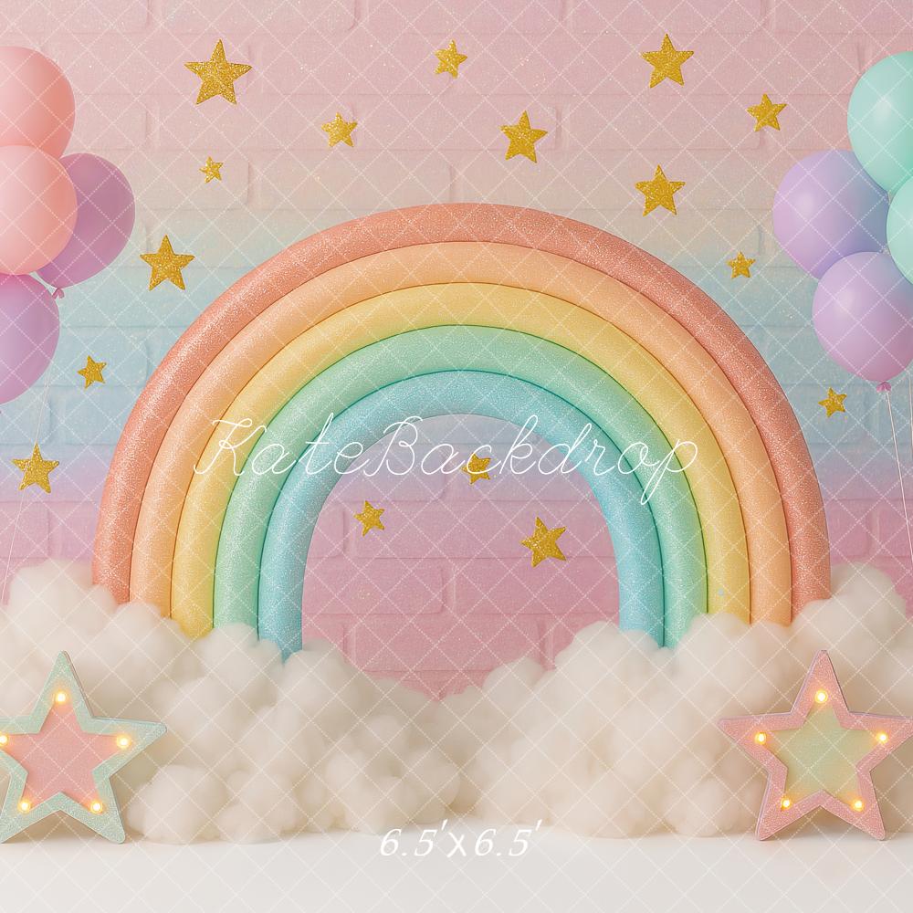 Kate Rainbow Cloud Balloon Backdrop Designed by Ashley Paul - Kate Backdrop AU