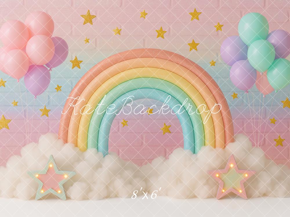 Kate Rainbow Cloud Balloon Backdrop Designed by Ashley Paul - Kate Backdrop AU
