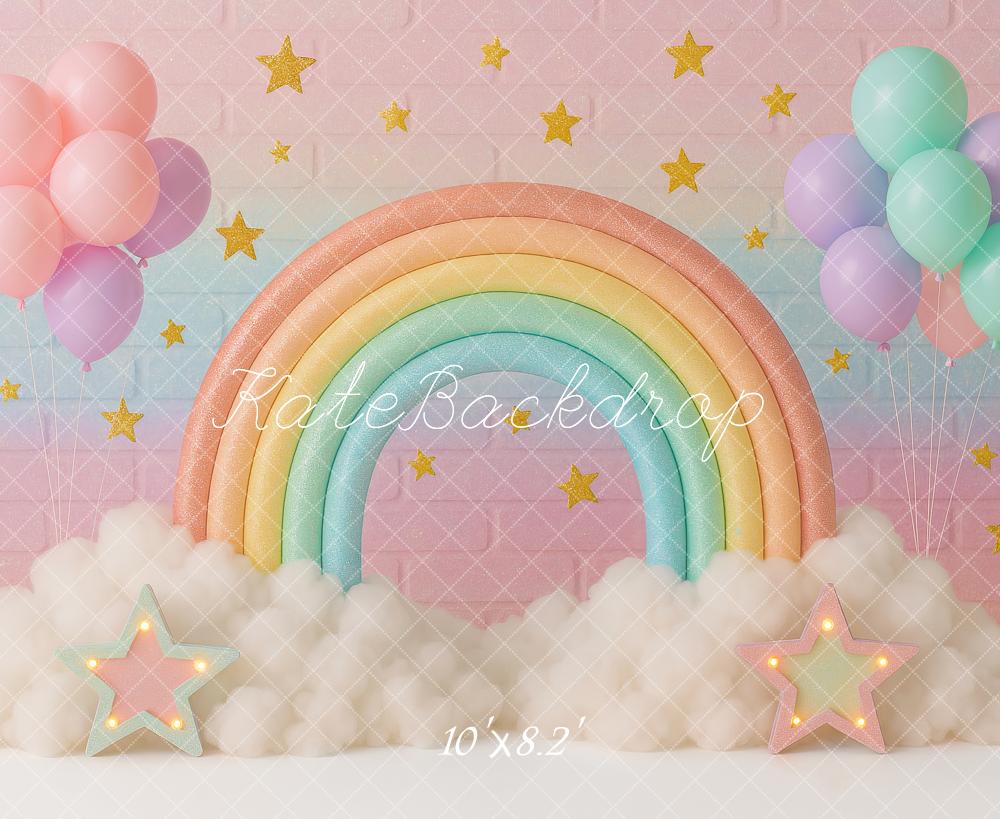 Kate Rainbow Cloud Balloon Backdrop Designed by Ashley Paul - Kate Backdrop AU