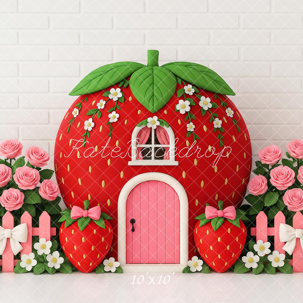Kate Strawberry House Backdrop Designed by Ashley Paul - Kate Backdrop AU