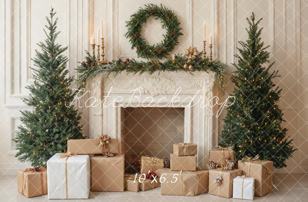 Kate Christmas Tree Fireplace Gifts Backdrop Designed by Emetselch - Kate Backdrop AU