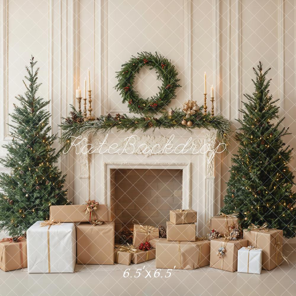 Kate Christmas Tree Fireplace Gifts Backdrop Designed by Emetselch - Kate Backdrop AU