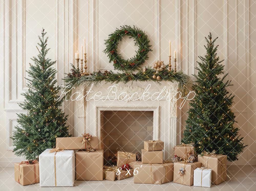 Kate Christmas Tree Fireplace Gifts Backdrop Designed by Emetselch - Kate Backdrop AU