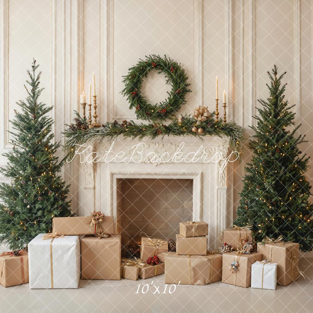 Kate Christmas Tree Fireplace Gifts Backdrop Designed by Emetselch - Kate Backdrop AU
