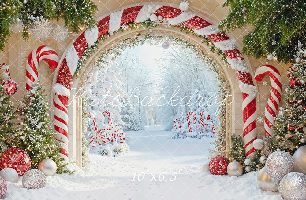 Kate Candy Christmas Arch Snow Backdrop Designed by Emetselch - Kate Backdrop AU