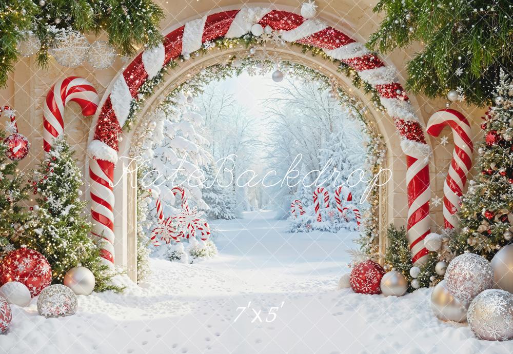Kate Candy Christmas Arch Snow Backdrop Designed by Emetselch - Kate Backdrop AU