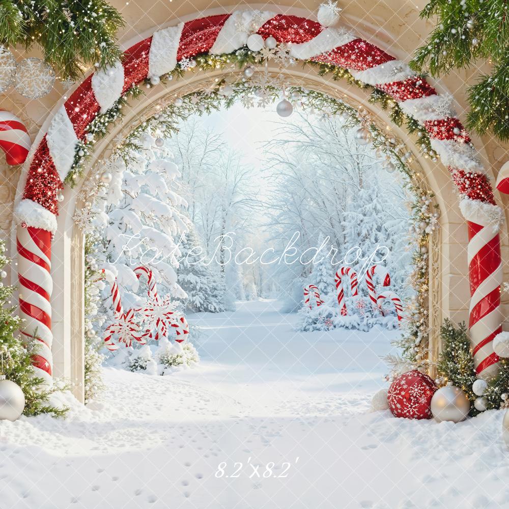 Kate Candy Christmas Arch Snow Backdrop Designed by Emetselch - Kate Backdrop AU