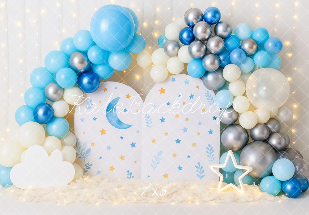 Kate Blue Smash Cake Balloons Backdrop Designed by Patty Roberts