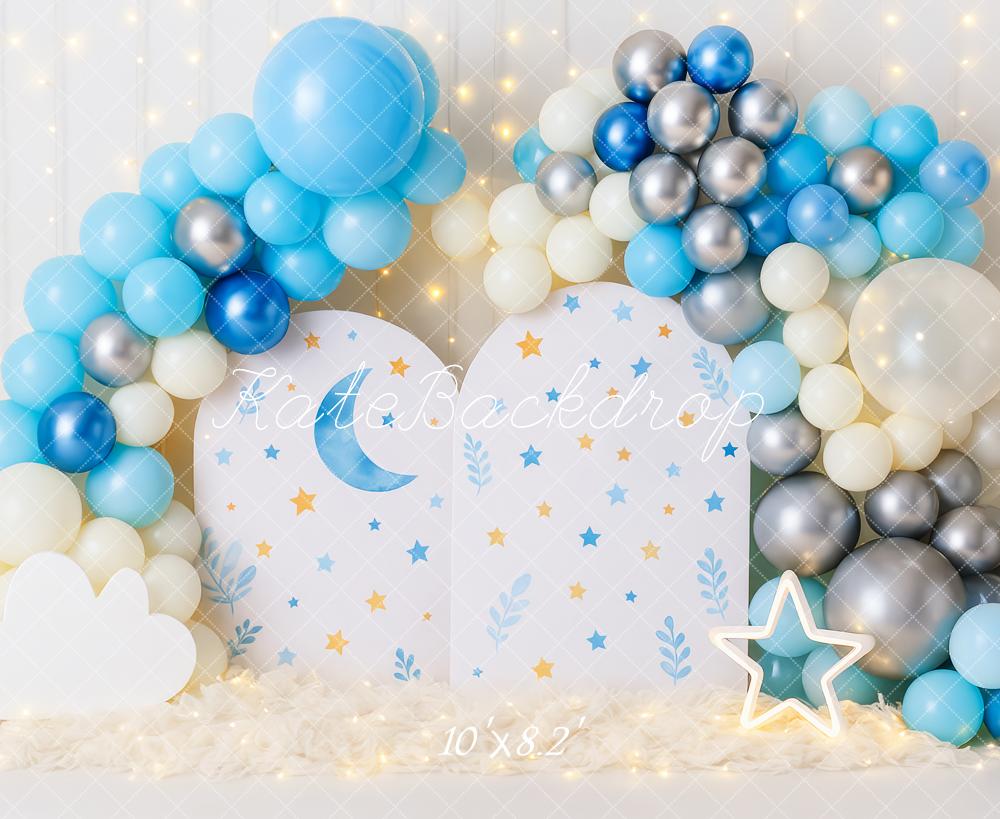 Kate Blue Smash Cake Balloons Backdrop Designed by Patty Roberts