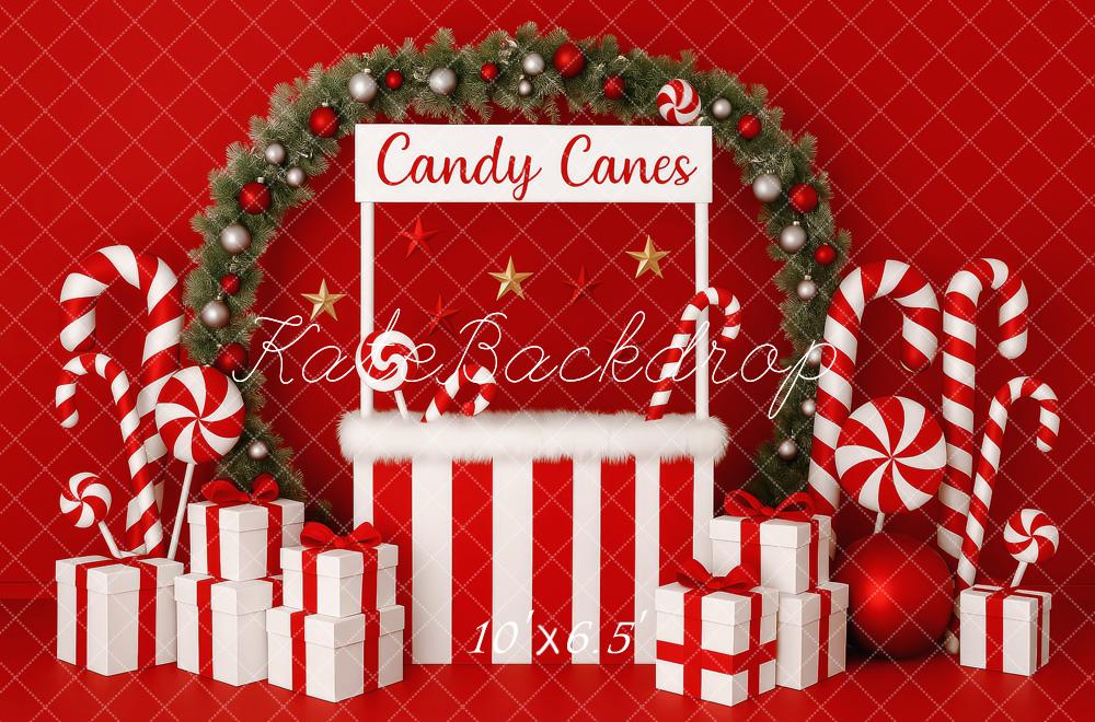 Kate Christmas Candy Cane Stand Gifts Backdrop Designed by Patty Roberts - Kate Backdrop AU
