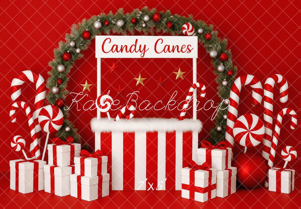 Kate Christmas Candy Cane Stand Gifts Backdrop Designed by Patty Roberts - Kate Backdrop AU