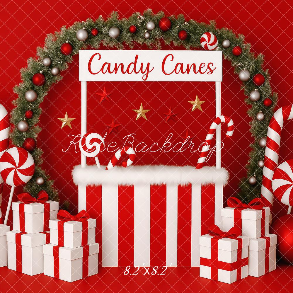 Kate Christmas Candy Cane Stand Gifts Backdrop Designed by Patty Roberts - Kate Backdrop AU