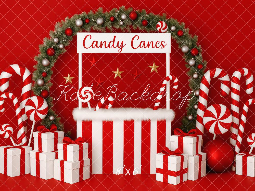 Kate Christmas Candy Cane Stand Gifts Backdrop Designed by Patty Roberts - Kate Backdrop AU