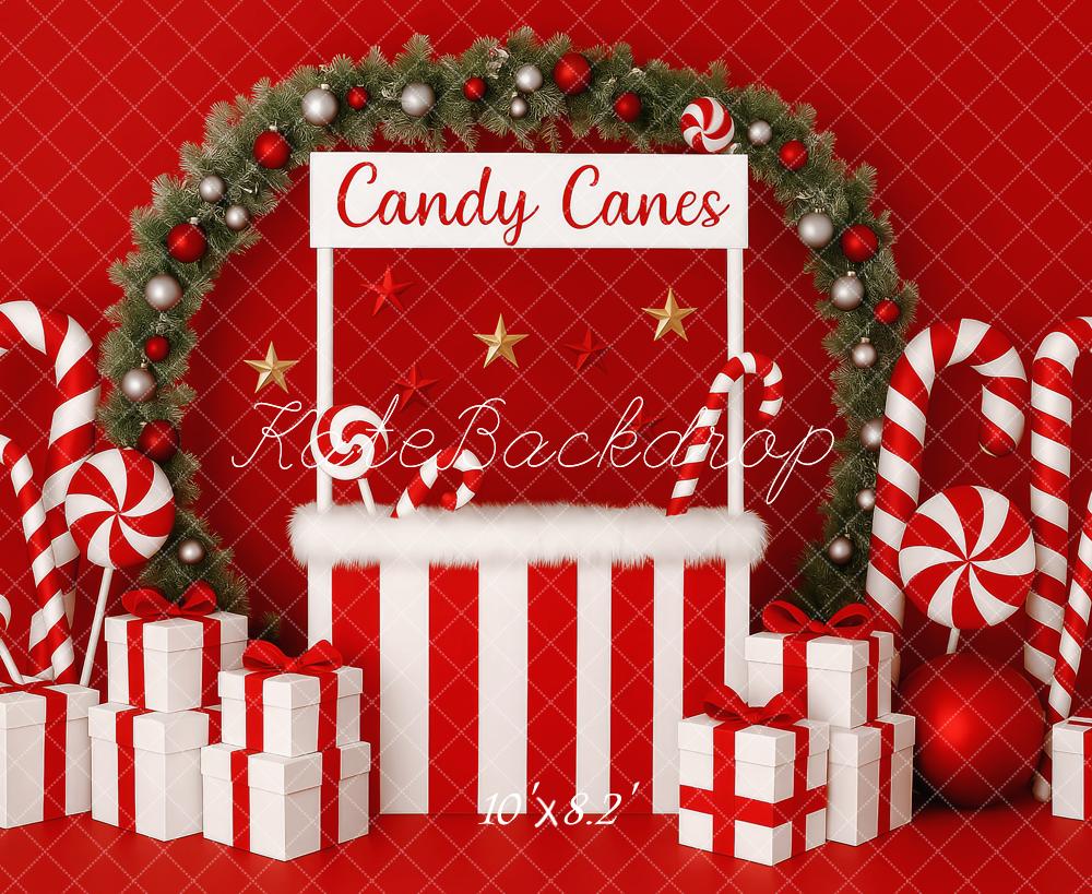 Kate Christmas Candy Cane Stand Gifts Backdrop Designed by Patty Roberts - Kate Backdrop AU