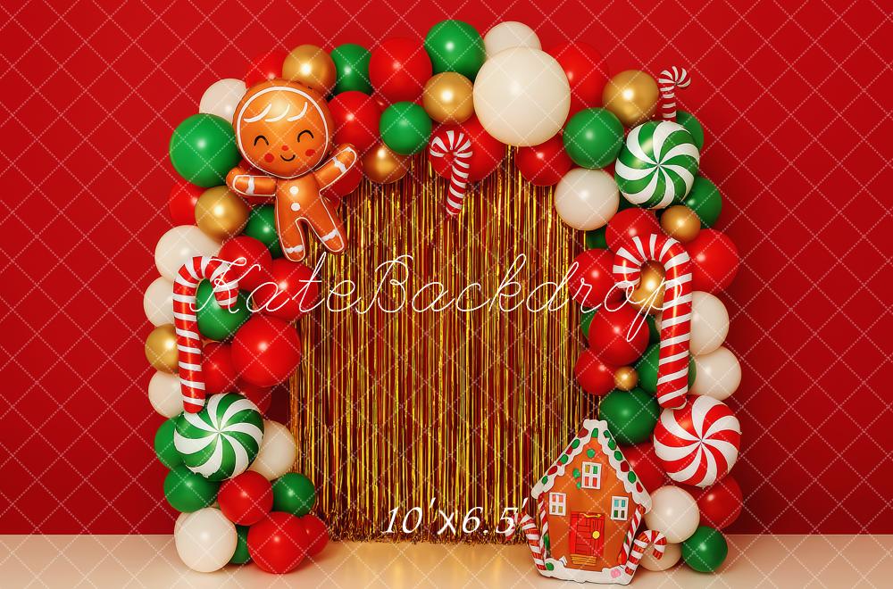 Kate Christmas Balloons Red Arch Backdrop Designed by Patty Roberts - Kate Backdrop AU