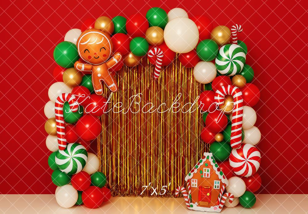 Kate Christmas Balloons Red Arch Backdrop Designed by Patty Roberts - Kate Backdrop AU