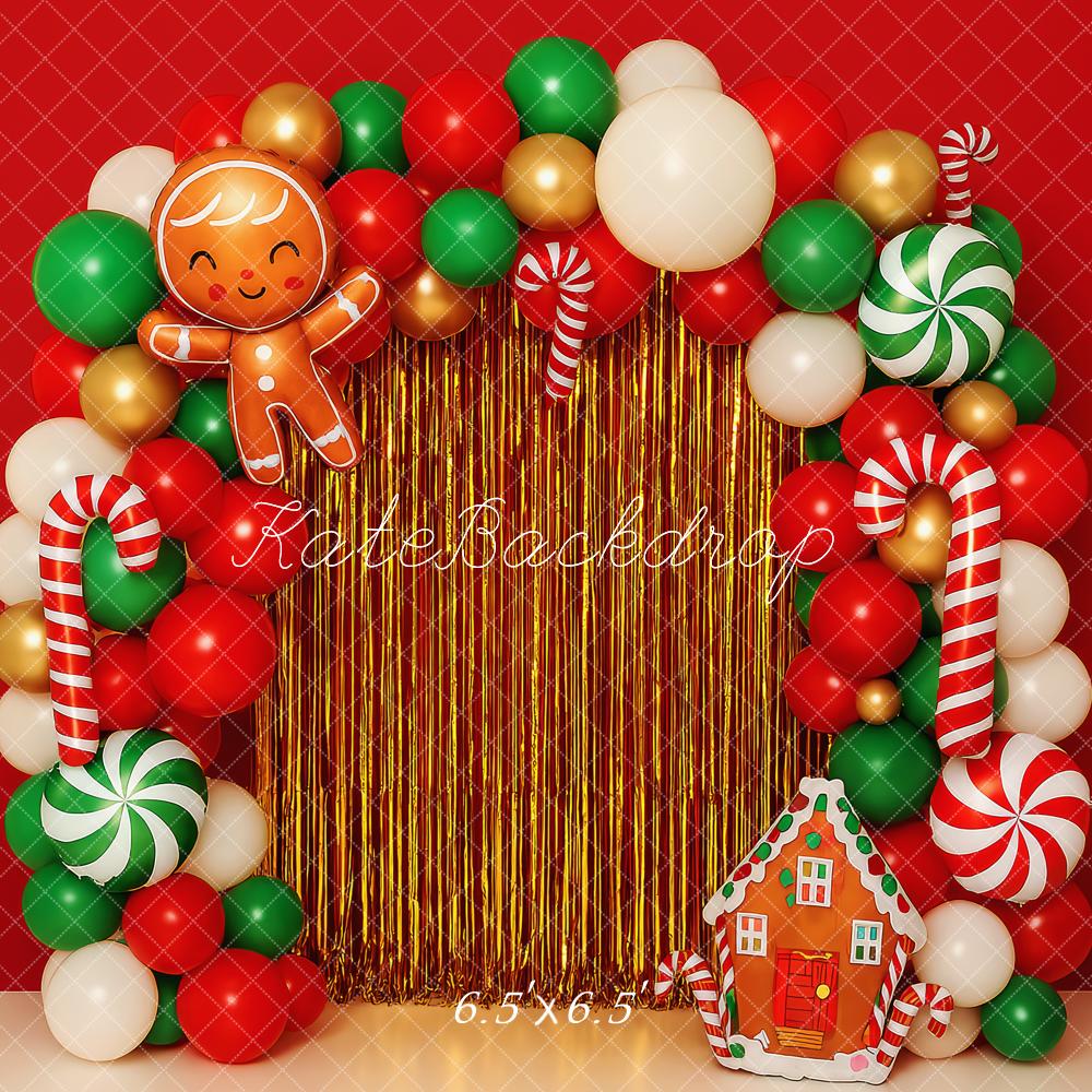 Kate Christmas Balloons Red Arch Backdrop Designed by Patty Roberts - Kate Backdrop AU