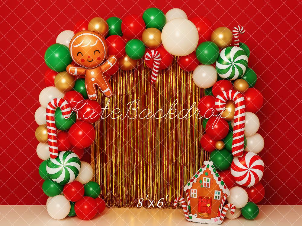 Kate Christmas Balloons Red Arch Backdrop Designed by Patty Roberts - Kate Backdrop AU