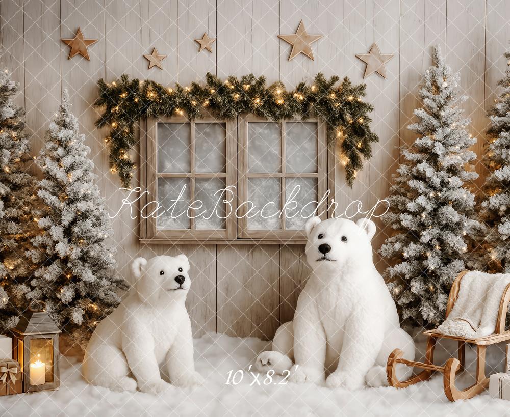 Kate Elegant White Christmas Bears Backdrop Designed by Patty Roberts