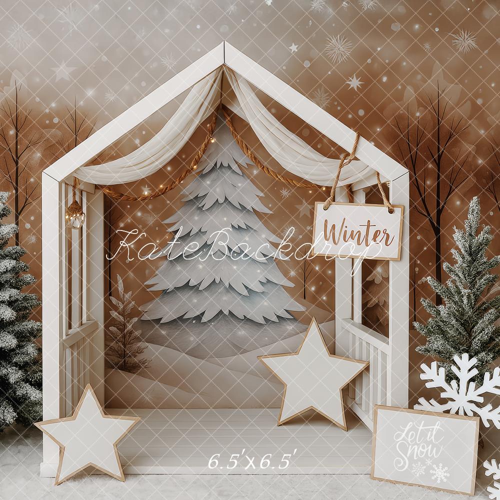 Kate Minimal Rustic Christmas House Backdrop Designed by Patty Roberts - Kate Backdrop AU