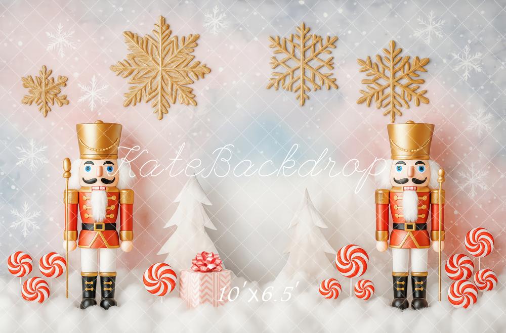 Kate Nutcracker Snow Christmas Backdrop Designed by Patty Roberts - Kate Backdrop AU
