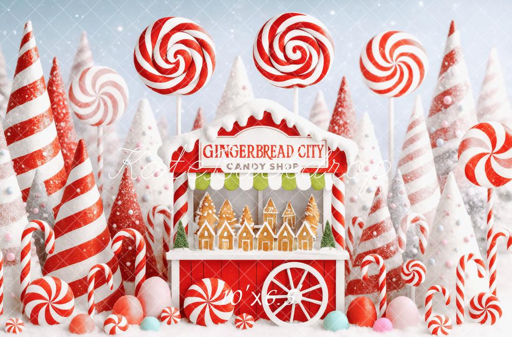 Kate Red Christmas Candyland Backdrop Designed by Patty Roberts - Kate Backdrop AU