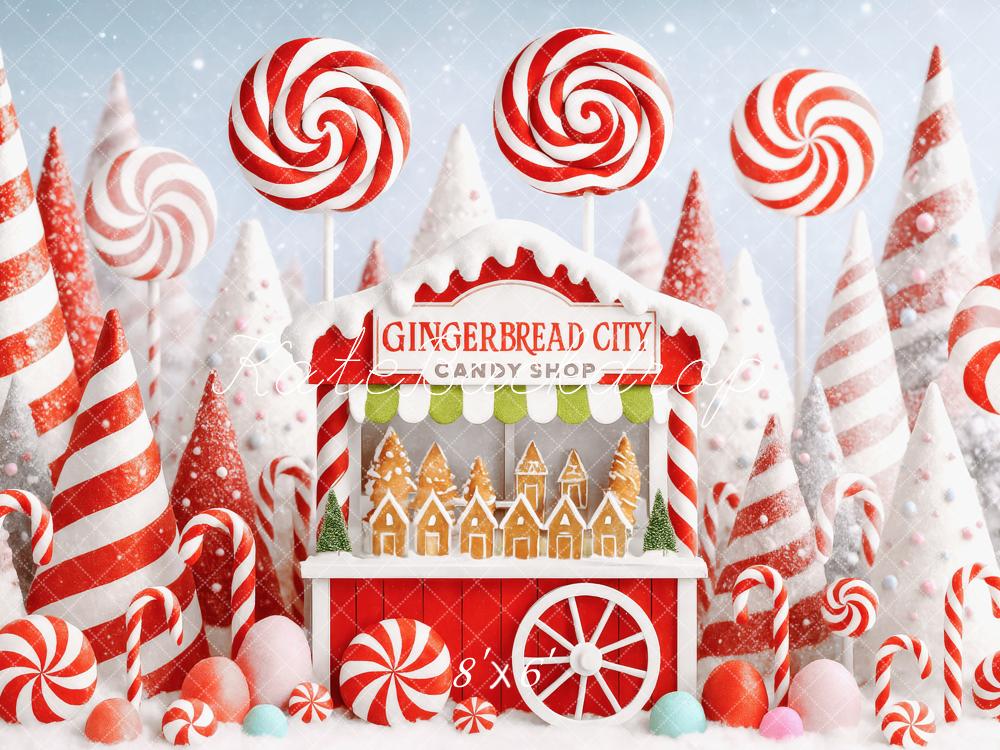 Kate Red Christmas Candyland Backdrop Designed by Patty Roberts - Kate Backdrop AU