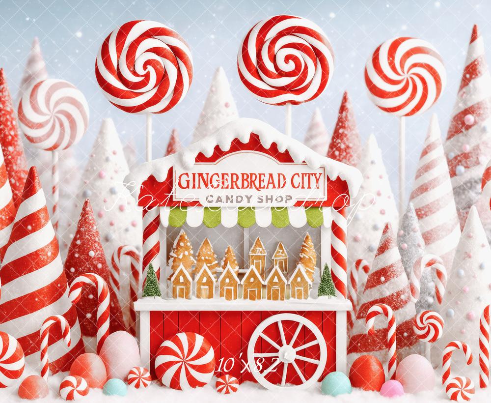 Kate Red Christmas Candyland Backdrop Designed by Patty Roberts - Kate Backdrop AU