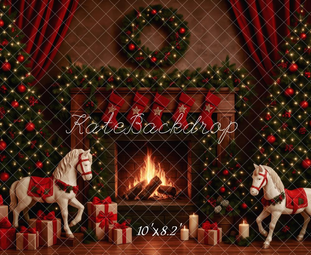 Kate Santa’s Fireplace Gifts Backdrop Designed by Patty Roberts