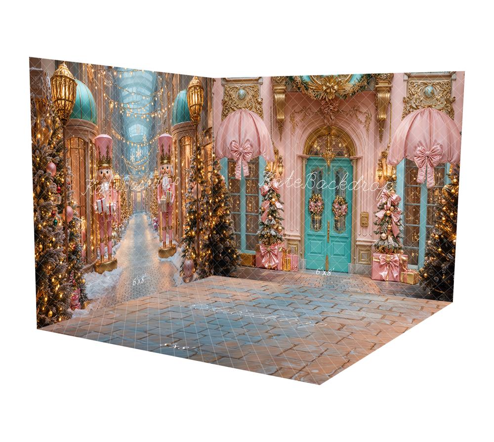 Kate Pink Nutcracker Christmas Street Room Set - Kate Backdrop AU