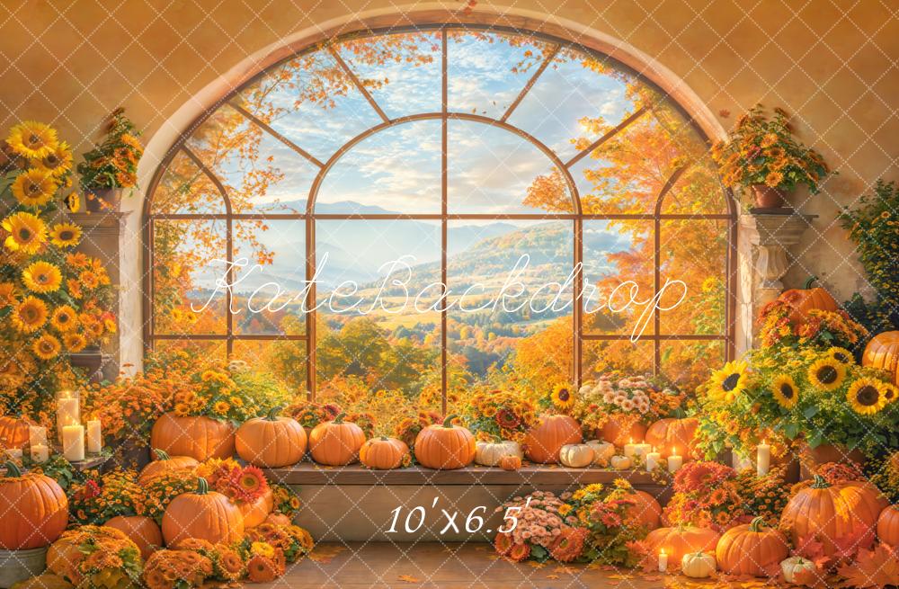 Kate Fall Pumpkin Window Backdrop Designed by Emetselch - Kate Backdrop AU