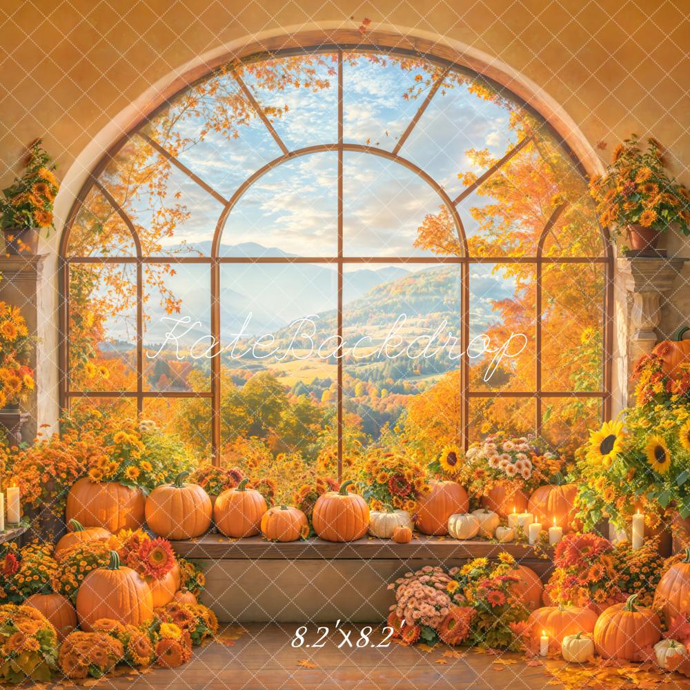 Kate Fall Pumpkin Window Backdrop Designed by Emetselch - Kate Backdrop AU