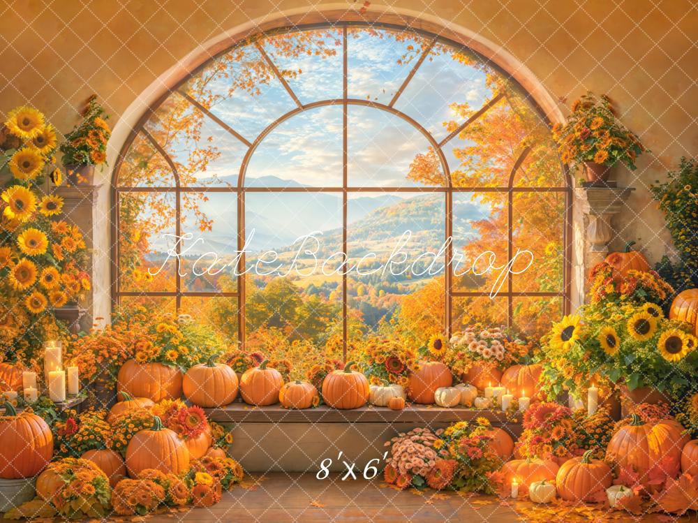Kate Fall Pumpkin Window Backdrop Designed by Emetselch - Kate Backdrop AU