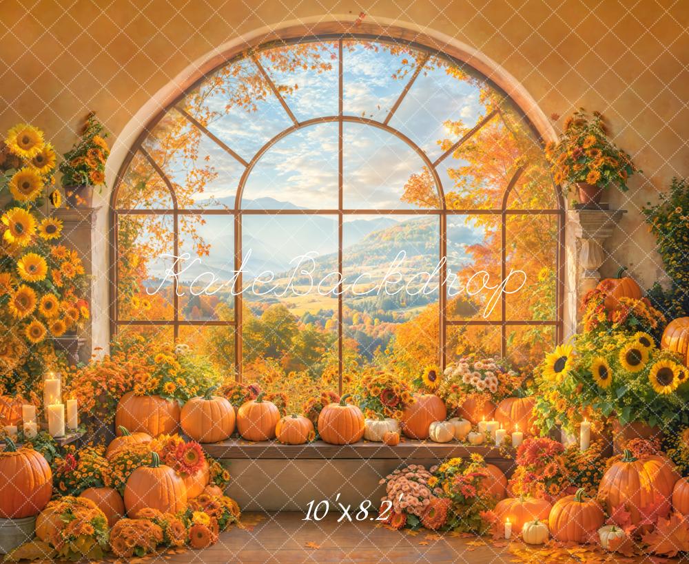 Kate Fall Pumpkin Window Backdrop Designed by Emetselch - Kate Backdrop AU