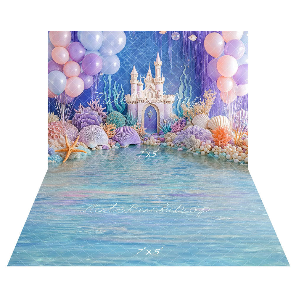 Kate Purple Underwater World Backdrop+Sparkling Water Floor Backdrop - Kate Backdrop AU