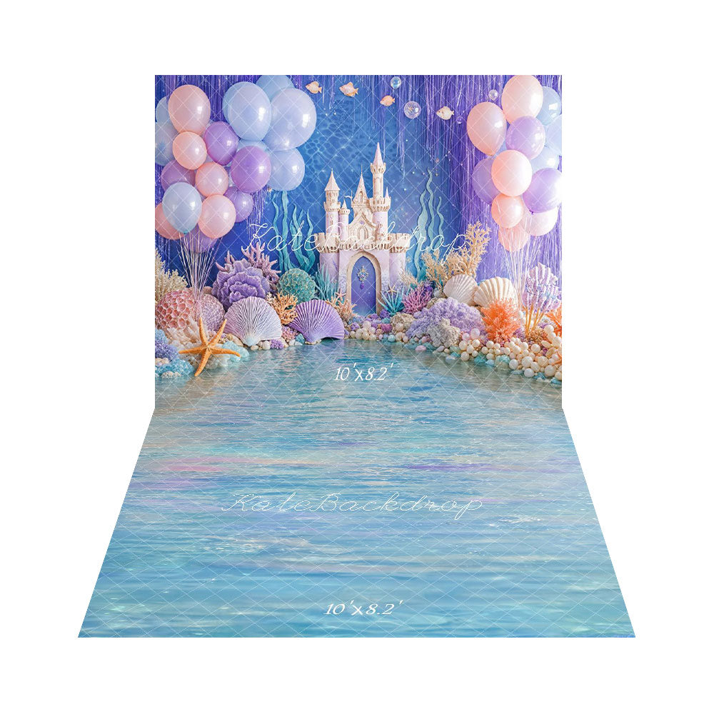 Kate Purple Underwater World Backdrop+Sparkling Water Floor Backdrop - Kate Backdrop AU
