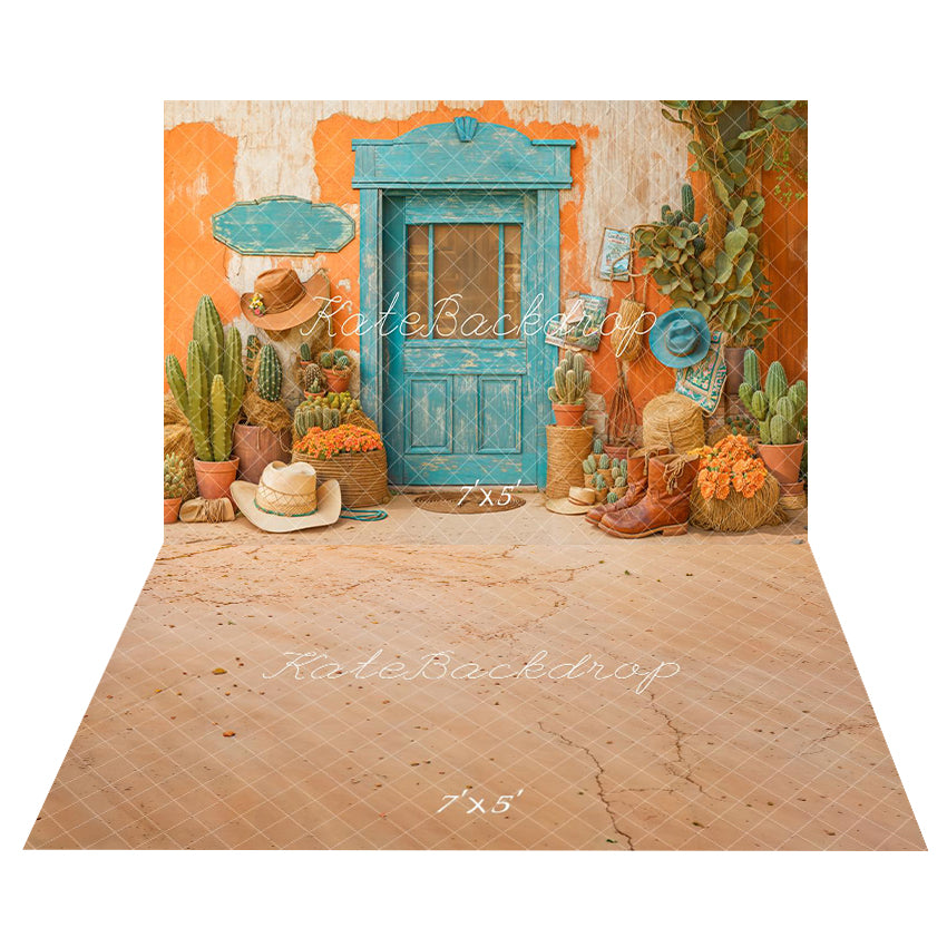 Kate Vintage Cowboy Cactus Backdrop+Mud Floor Backdrop - Kate Backdrop AU