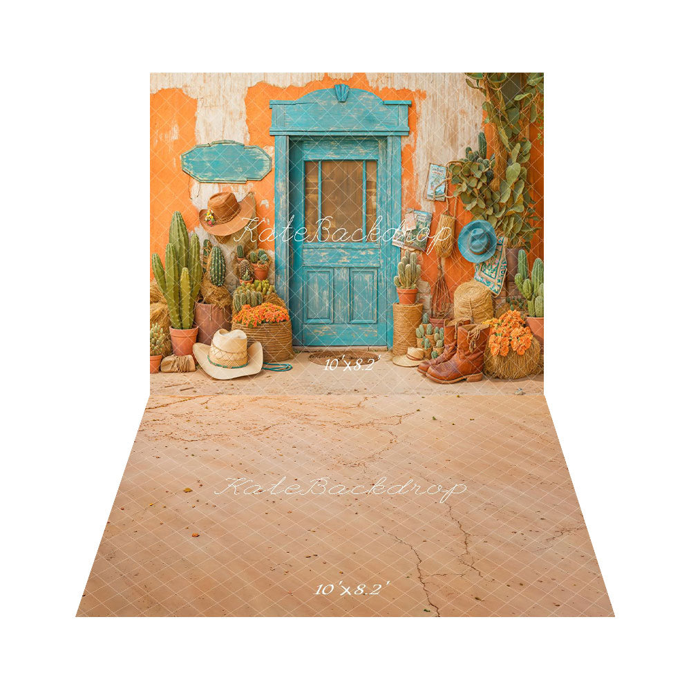 Kate Vintage Cowboy Cactus Backdrop+Mud Floor Backdrop - Kate Backdrop AU
