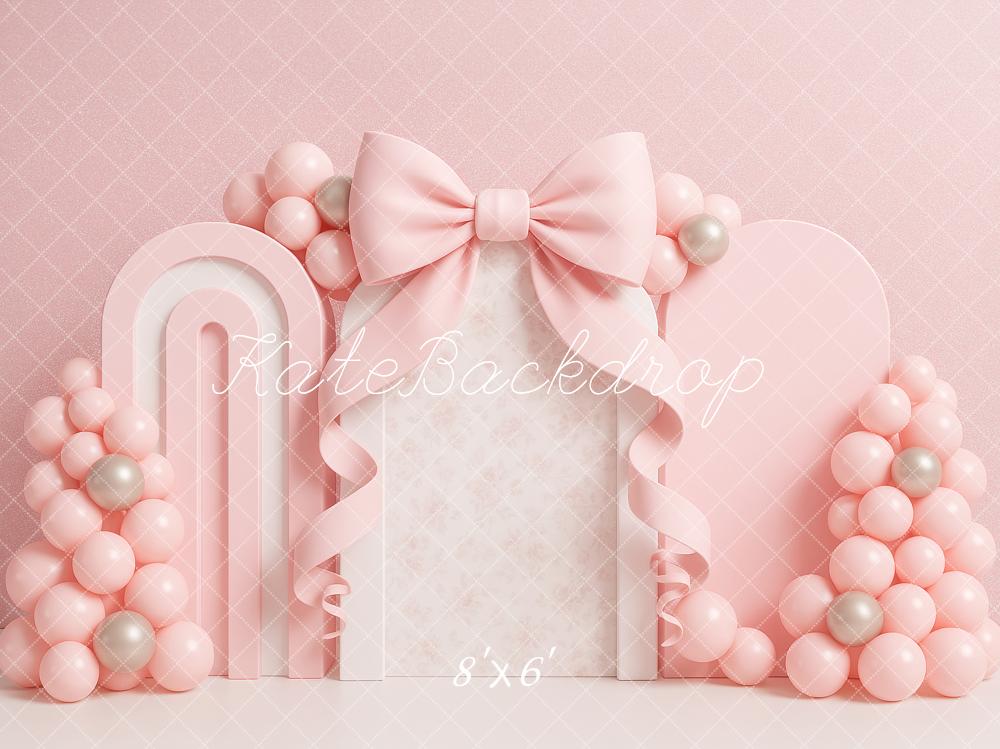 Kate Girls Pink Bows Backdrop Cake Smash Designed by Ashley Paul - Kate Backdrop AU