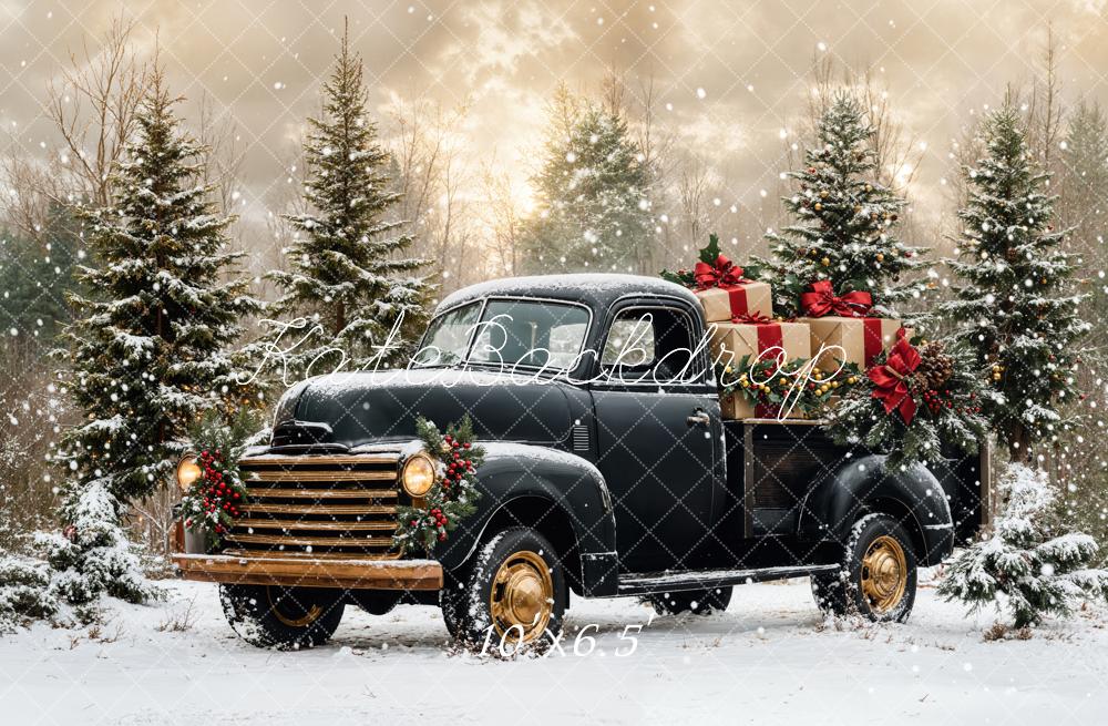 Kate Christmas Black Gift Car Backdrop Designed by Emetselch - Kate Backdrop AU