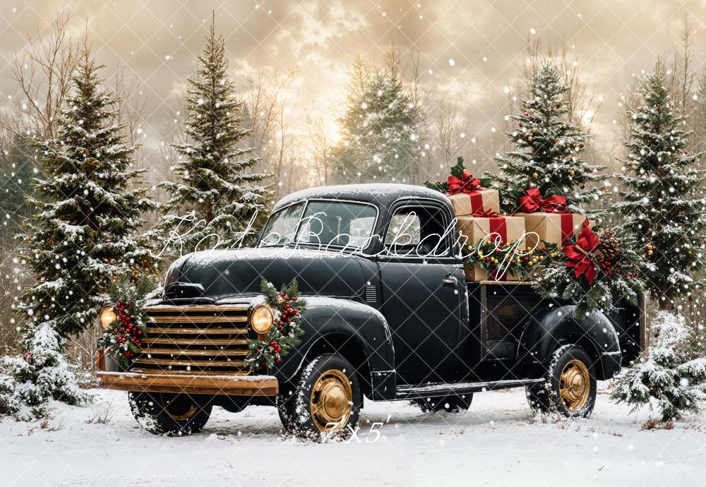 Kate Christmas Black Gift Car Backdrop Designed by Emetselch - Kate Backdrop AU