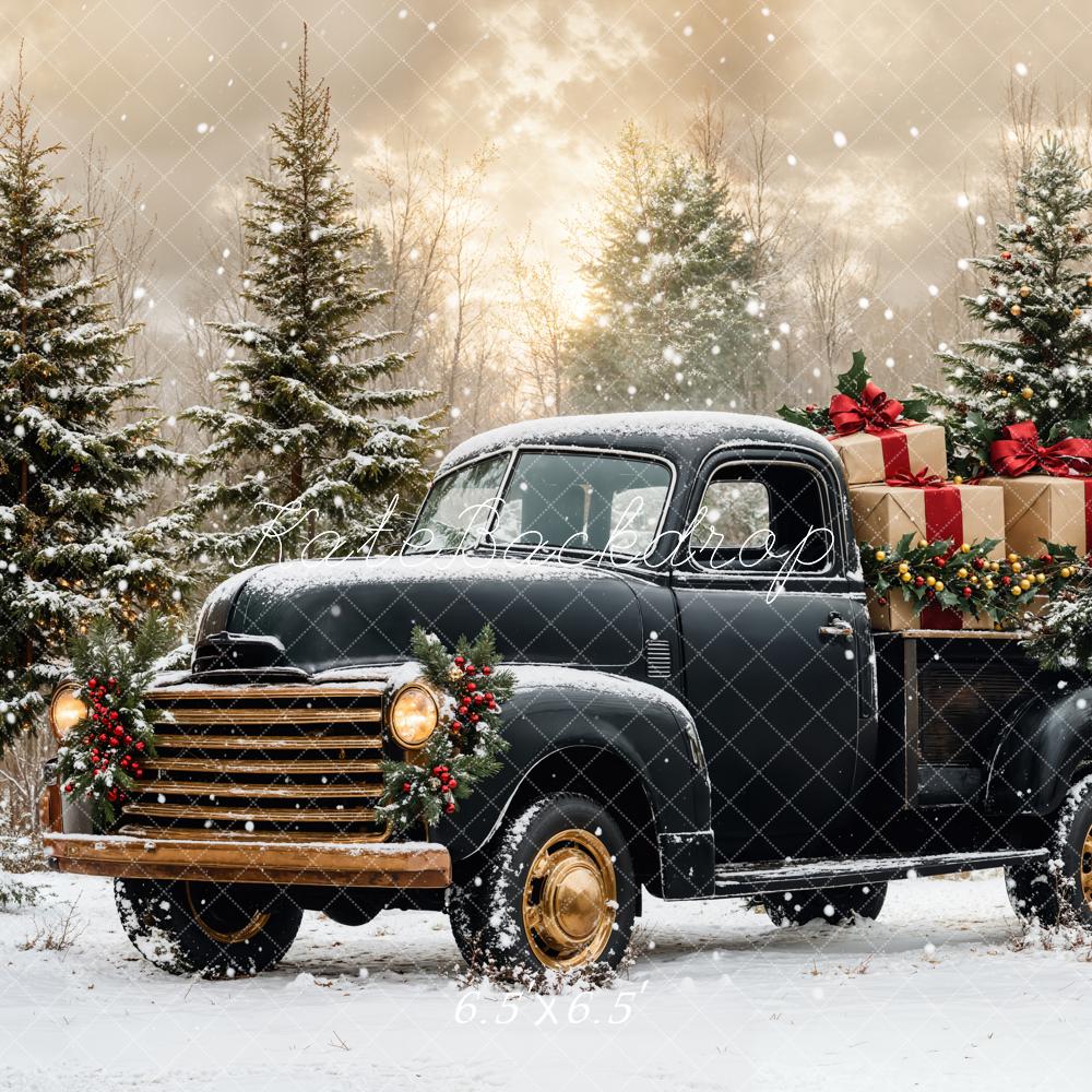 Kate Christmas Black Gift Car Backdrop Designed by Emetselch - Kate Backdrop AU