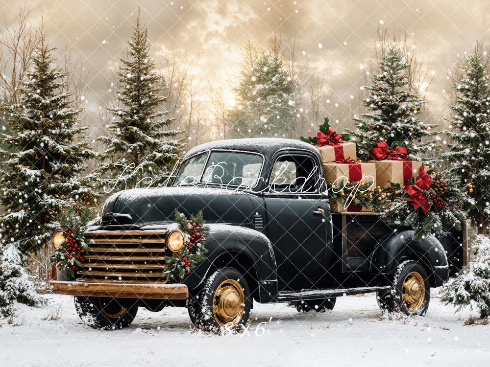 Kate Christmas Black Gift Car Backdrop Designed by Emetselch - Kate Backdrop AU