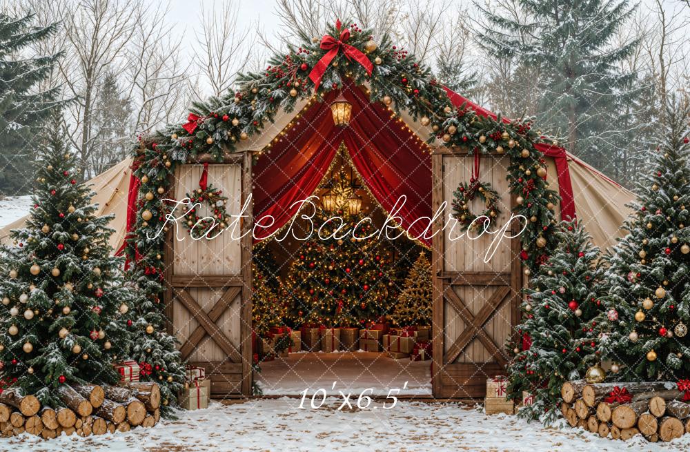 Kate Snow Christmas Tent Wood Backdrop Designed by Emetselch