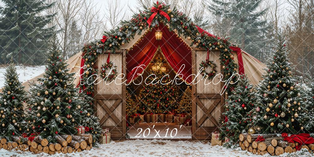 Kate Snow Christmas Tent Wood Backdrop Designed by Emetselch