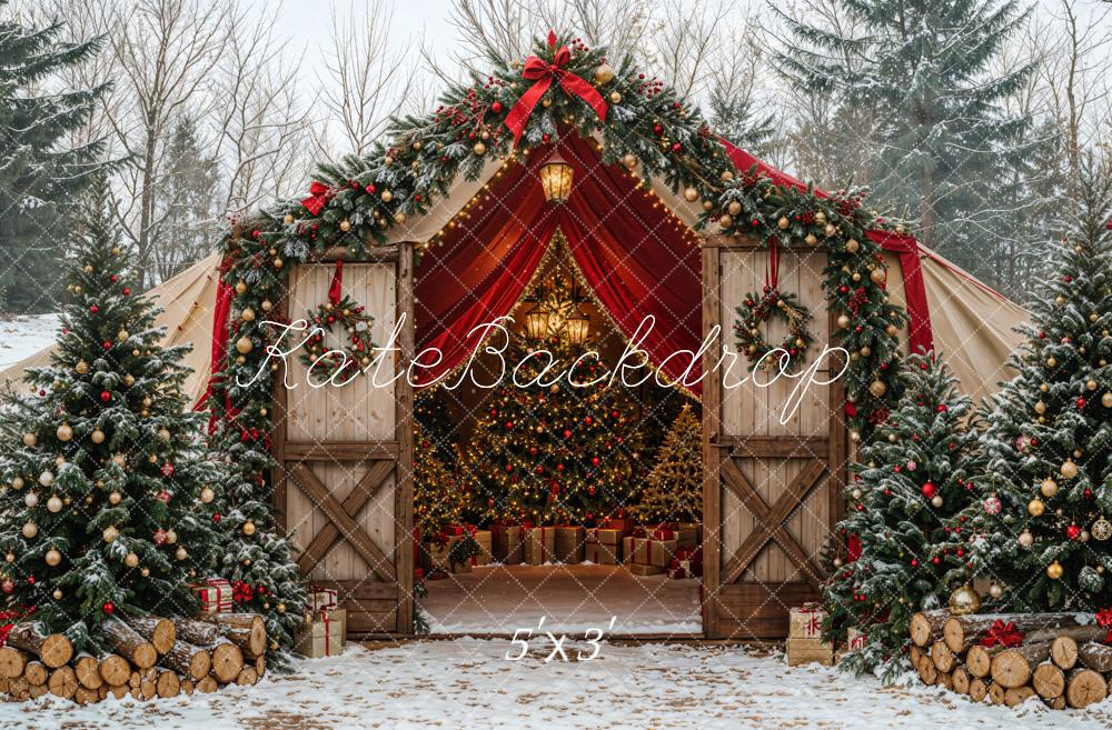 Kate Snow Christmas Tent Wood Backdrop Designed by Emetselch