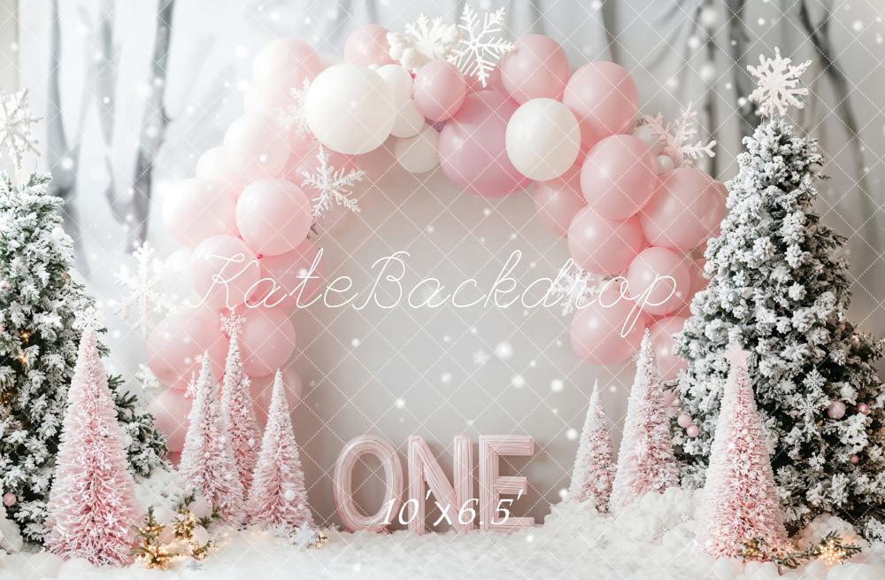 Kate Pink 1st Christmas Snow Backdrop Designed by Emetselch - Kate Backdrop AU