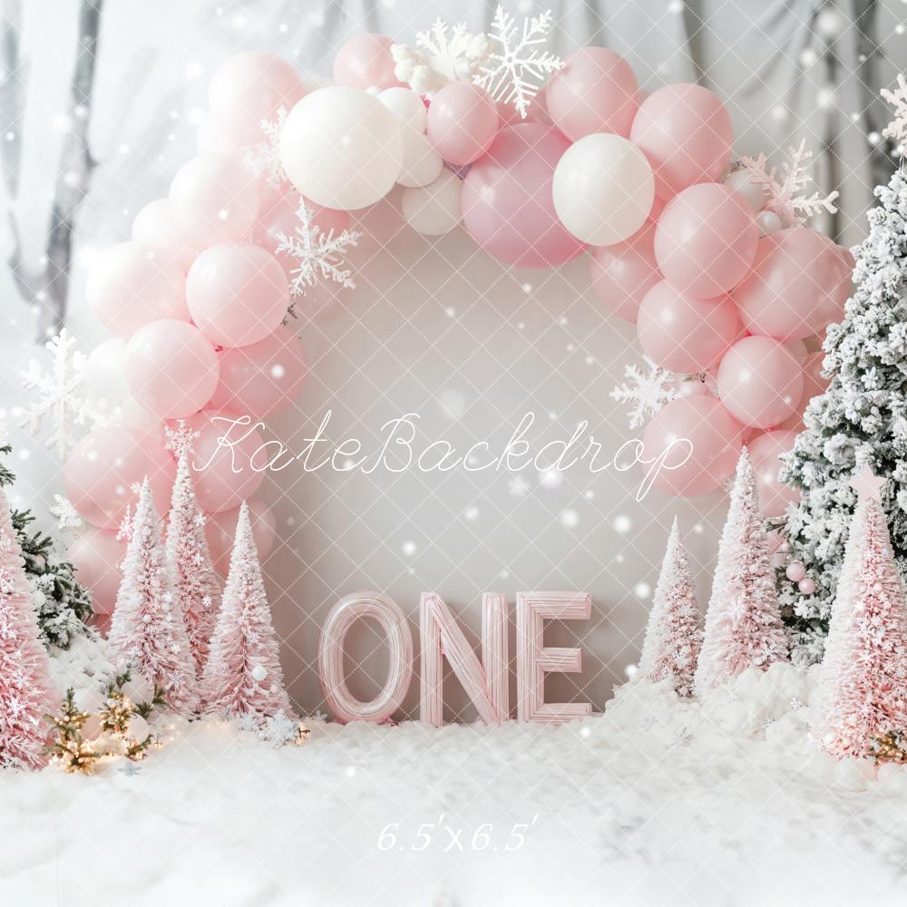 Kate Pink 1st Christmas Snow Backdrop Designed by Emetselch - Kate Backdrop AU